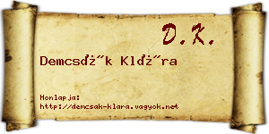 Demcsák Klára névjegykártya